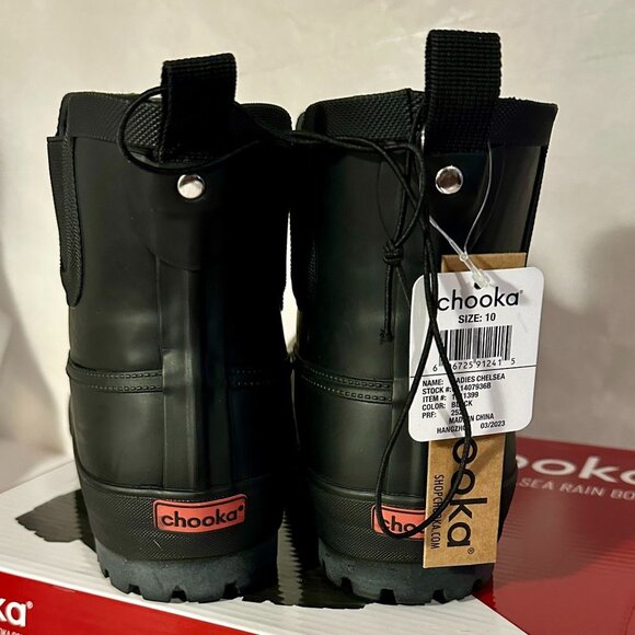 Chooka Women's Waterproof Duck Chelsea Rain Boots Size 10 BlackPlush Lining NEW - Picture 9 of 16